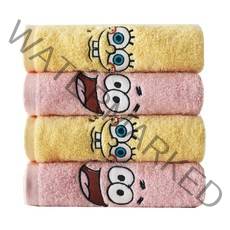 코튼랩 스폰지밥 캐릭터 수건 150g 30수 코마사 2종, 옐로우, 핑크, 2세트