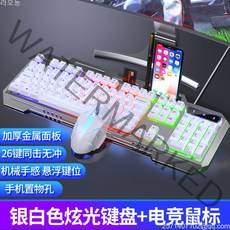 라오농 무소음 적축 키보드 소리안나는 조용한 게이밍 키보드 자판기 유선 기계식, 블랙-무지개 마우스