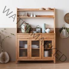 데코라인 홀튼 원목 홈카페 주방 수납장 1200 + 상부장 SET, 단품