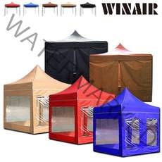 WINAIR 리뷰이벤트 국내 당일발송 프리미엄 끈타입 접이식 천막 지붕+프레임+바람막이(일반/투명) 행사용 캠핑용 방수 그늘막텐트, A세트(지붕+프레임), 2mx2m, 블루