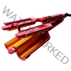 CNS월드전자 NEW 전문가용 물결펌 온도 조절 헤어 매직 봉고데기 TRIPLE WAVE IRON, 레드