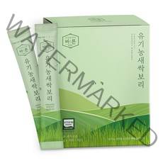 바른 유기농 새싹보리 분말 가루 스틱 100% 국산 보리새싹 보리순, 1박스