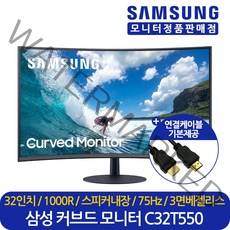 삼성전자 정품 C32T550 32인치 3면 베젤리스 1000R 사무용 컴퓨터 LED 커브드 모니터 스피커내장 LC32T550FDKXKR, 삼성 C32T550 (LC32T550FDKXKR)