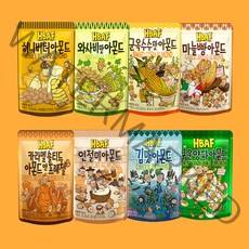 HBAF 바프 허니버터 아몬드 40g 8종세트 (허니+와사비+군옥수수+마늘빵+카라멜+인절미+김+구운양파), 8종(허+와+군+마+카라멜+인절미+김+구운양파).NA