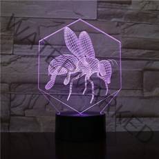 아크릴무드등 작은 꿀벌 3d 램프 아크릴 usb led 야간 조명 네온 사인 램프 장식, 3, 블랙 베이스 7color
