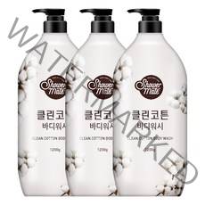 샤워메이트 클린코튼 바디워시 목화솜향, 1200g, 3개