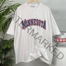 남자 오버핏 반팔 티 Minnesota 프린팅 여름 커플 남녀공용