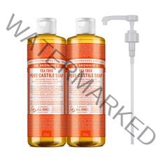 닥터브로너스 티트리 퓨어 캐스틸 솝 세안 바디 클렌저 475ml x 2 + 펌프, 4세트