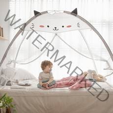 베베데코 텐트형 침대겸용 원터치모기장 캣츠 + 부직포 가방, 블랙 + 화이트