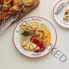 레터링 플레이트 카페 브런치 디저트 세라믹 접시, 레드 레터링