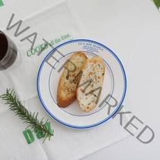 [윤자매네] 카페마리아 빈티지 레터링 원형 플레이트 디저트 접시-블루