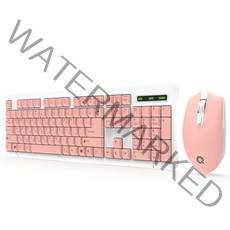 큐센 무선 키보드 마우스 세트 + 키스킨, 핑크, MK210, 일반형