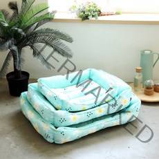 강아지 고양이 쿨매트 마약방석 여름방석 마약쿠션 - 매쉬 메쉬 린넨 쿨링, 쿨방석-민트 + 배변통