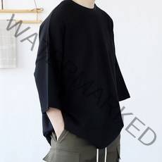 남자 무지 7부 박스 오버핏 반팔 티 빅사이즈 MDLC0BEF