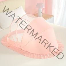 KC인증 초간편 원터치 이동식 유아 아기 침대 모기장, 연핑크