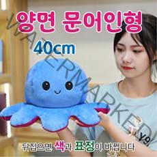 토이풀 40cm 양면 문어 인형 표정 변화, 문어40cm-연그린