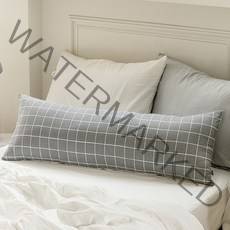 쉬즈홈 순면 바디필로우 일자형 솜포함, 심플라인 그레이