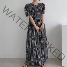 비비에모 도트 퍼즐 루즈핏 퍼프 롱 원피스 01424