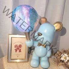 LED 무드등 인테리어 조명 스탠드 브릭 베어 캐릭터 아이방 침실 주광색 집들이선물, 밝기조절 스위치, 블루