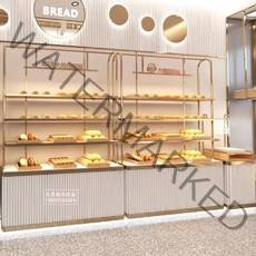 명양 베이커리 쇼케이스 케이크 디저트 카페 진열장 빵집 고급 매장 마켓 전시, 03) 도금 아일랜드 캐비닛 3