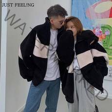 JUST FEEL!NG 후리스자켓 커플시밀러룩 남여공용 양털 집업 부드러운 뽀글이 자켓