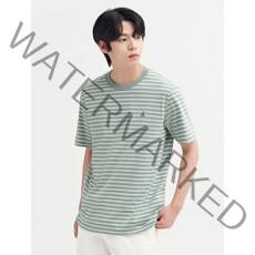 [빈폴] [ESSENTIAL] Unisex 라이트 그린 강연 싱글 스트라이프 티셔츠 (BC2442A05L)