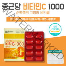 종근당 건강 비타민C 1000 고용량 고함량 메가도스 아스코르빈산 항산화 비타씨 아연 보충제 영양제 알약 케이스 포함, 1박스(100일)
