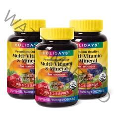 홀리데이즈 멀티비타민 앤 미네랄 포우먼, 90정, 3개