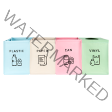 카사루 스마일 재활용 분리수거함 간단형 4종 세트, 핑크, 스카이블루, 베이지, 그린, 1세트