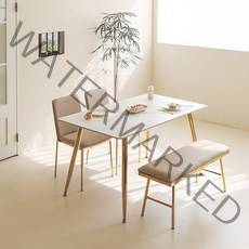 스칸디나 로이 세라믹 사각 4인용 식탁 1400 방문설치, 화이트 마블(상판) + 골드(프레임)