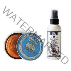 리우젤 블루 수성 하드 포마드 4oz (113g) + 클레이 스프레이 100ml, 1개