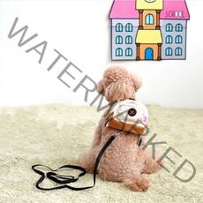 강아지 가방 하네스 애견 똥츄 풉백 백팩 가슴줄, S-M, 아이보리