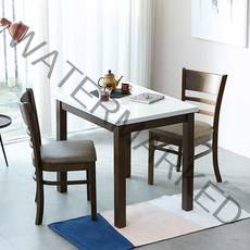 [착불]캘빈 모카 2인 대리석 식탁세트, 화이트마블/2인식탁+의자2개