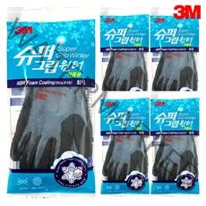 3M 슈퍼그립 윈터 겨울 기모 코팅작업장갑, M, 5개입