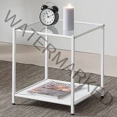 트레벨 철제 유리 모듈 선반 합판 2단 E4040, 투명(유리판) + 화이트(프레임)