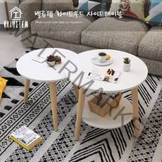 밸류템 화이트우드 사이드테이블, 원형 1단 L (60*52)CM, 없음