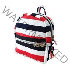 유스도그 핸드메이드 면 스트라이프 유치원 산책가방 강아지가 메는 가방, L, 빨강