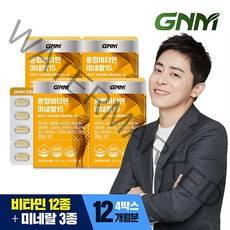 [GNM자연의품격] 멀티 종합비타민 미네랄 15종 4박스 선물세트 (총 12개월분), 상세 설명 참조, 1세트