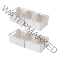 허니키니 길이조절 다용도 수납박스, 아이보리, 2개