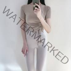 로라벨 메리 반팔 스트링 필라테스복 요가복 커버업 운동복