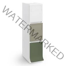 라이피스트 디큐브 가정용 분리수거함 페달형 3단, 화이트 + 베이지 + 그린, 1개