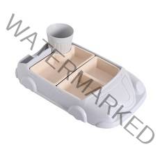 아이엠듀 유아 식판, 자동차 블루, 식기 2p + 우유컵 + 받침대