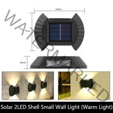 태양광 램프 6LED 태양 벽 램프 야외 방수 위아래 조명 정원 장식 계단 울타리 햇빛, 01 2LED Warm White_02 2PCS