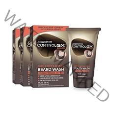 just for men control gx 그레이 리듀싱 비어드 워시 샴푸 점차적으로 콧수염과 수염 염색 수염을 부드럽고 풍성하게 가꾸어줌 4 fl oz - 3팩