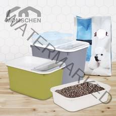 맘스첸 대용량 강아지 사료보관통 사료통+간식통 4p, new라이트그레이, 16kg
