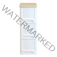 보노하우스 우드상판 슬림 서랍장 3단, 화이트, 1개