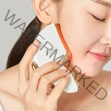 아이로그 괄사 갈바닉 LED 미세진동 뷰티 디바이스 홈케어 마사지기, 핑크