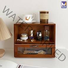 MCOMPANY 다용도 수납 정리함 서랍장 빈티지 화장품 정리대 인테리어 틈새 2단 빈티지 엔틱 보조 간이 탁상용 서랍 슬라이드 화장대 미니 원목 [정리대 다이앤], 다이앤 단품