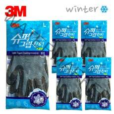 3M 슈퍼그립 윈터 겨울 기모 코팅작업장갑, L, 5개입