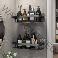 신흥클라스 무타공 알루미늄 화장실 욕실 선반 부착식, 1개, 블랙 일자선반